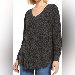 Z SUPPLY DARK LEOPARD PRINT LONG SLEEVE